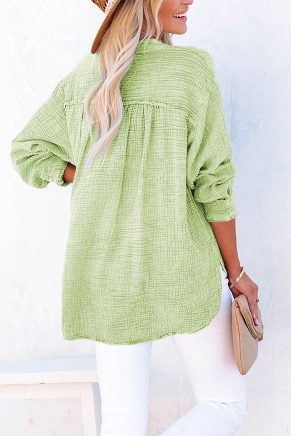 Buttoned Long Sleeve Blouse - Mervyns