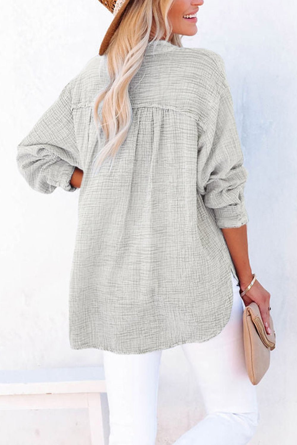 Buttoned Long Sleeve Blouse - Mervyns