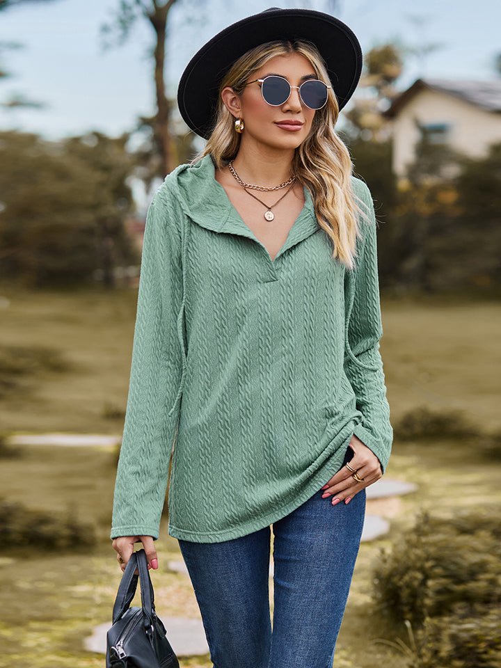 Cable - Knit Hooded Blouse - Mervyns