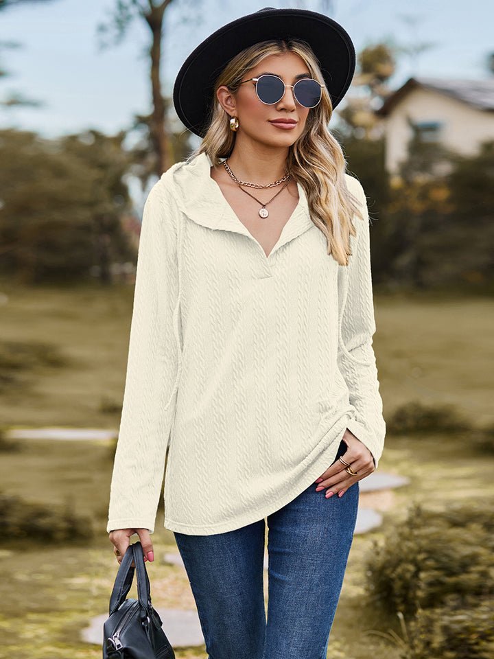 Cable - Knit Hooded Blouse - Mervyns