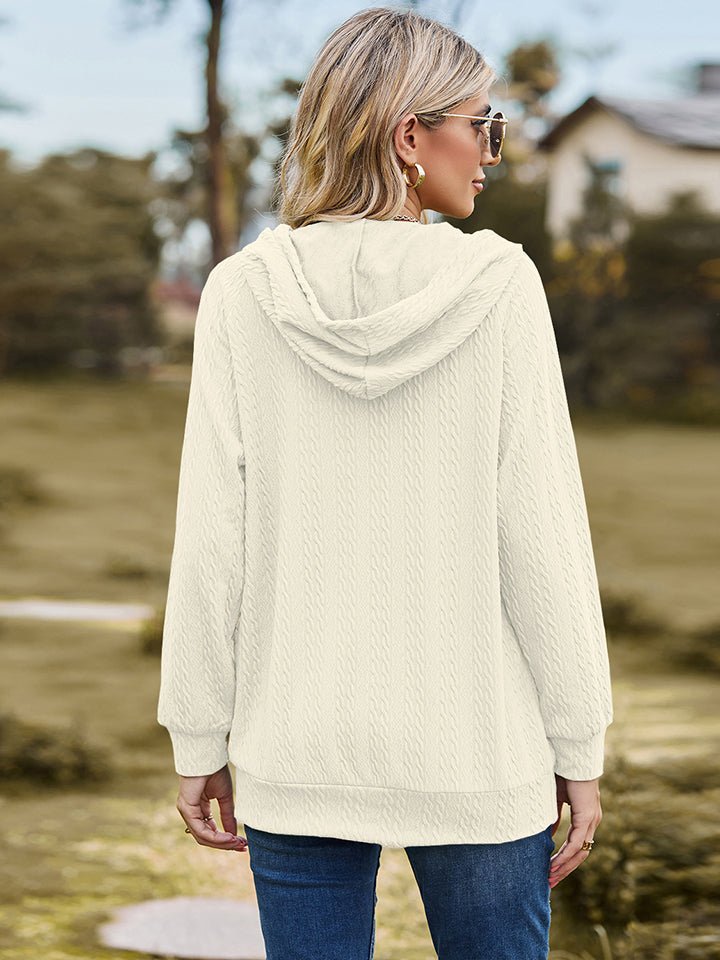 Cable - Knit Zip - Up Hooded Blouse - Mervyns