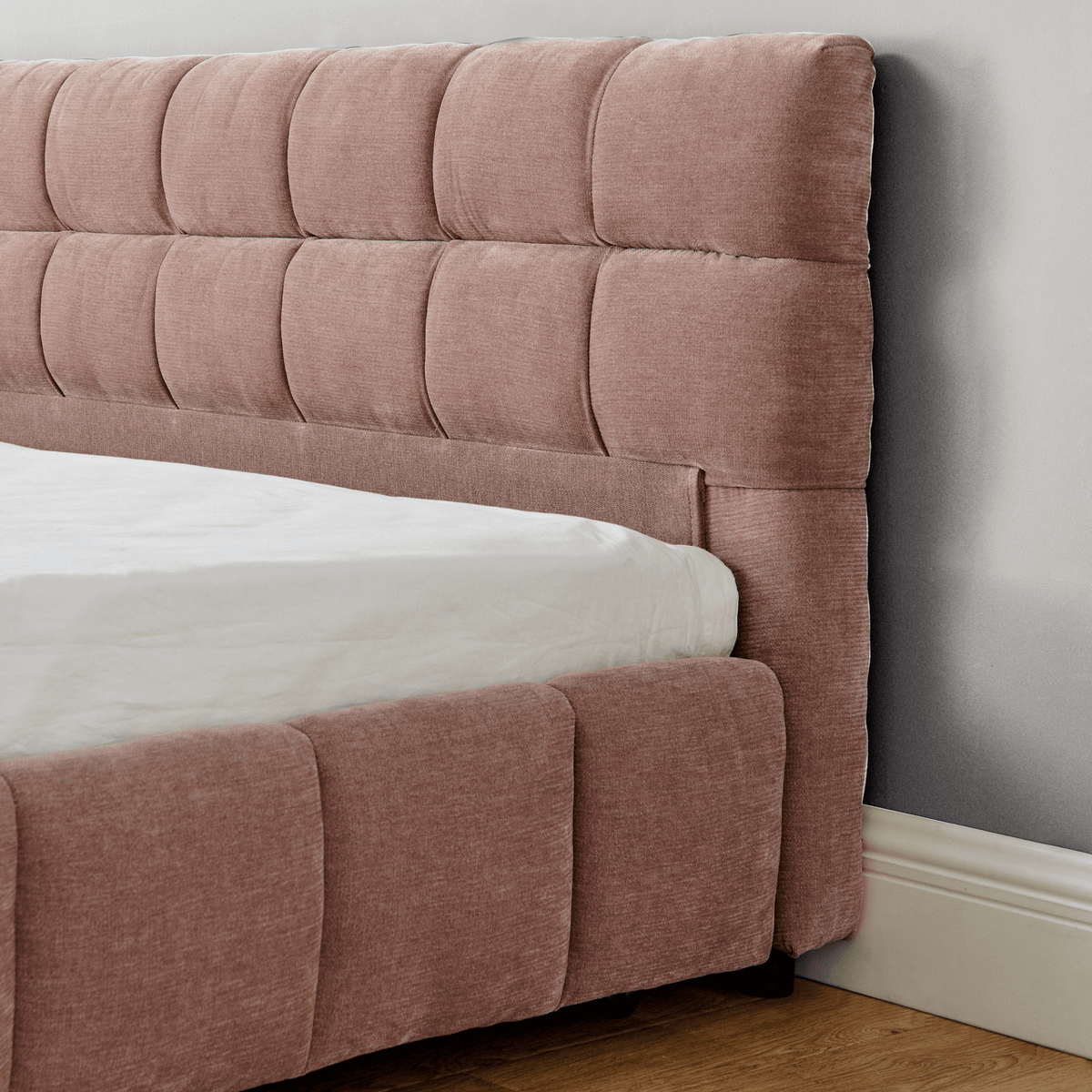 California King size Upholstered Bed ,comfortable upholstered bed frame, Chenille fabric, with headboard and solid bed frame. With drawer for storage.-Pink(90.5''*80.5''*31'') - Mervyns