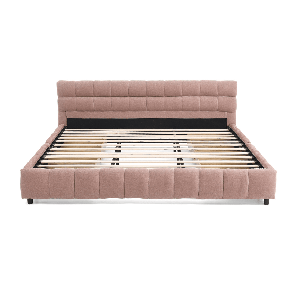 California King size Upholstered Bed ,comfortable upholstered bed frame, Chenille fabric, with headboard and solid bed frame. With drawer for storage.-Pink(90.5''*80.5''*31'') - Mervyns