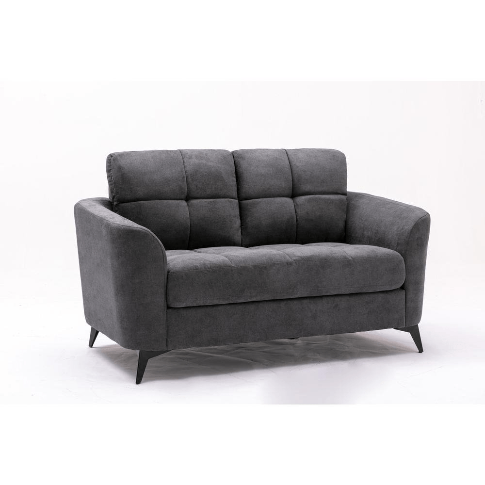 Callie Gray Velvet Fabric Loveseat - Mervyns