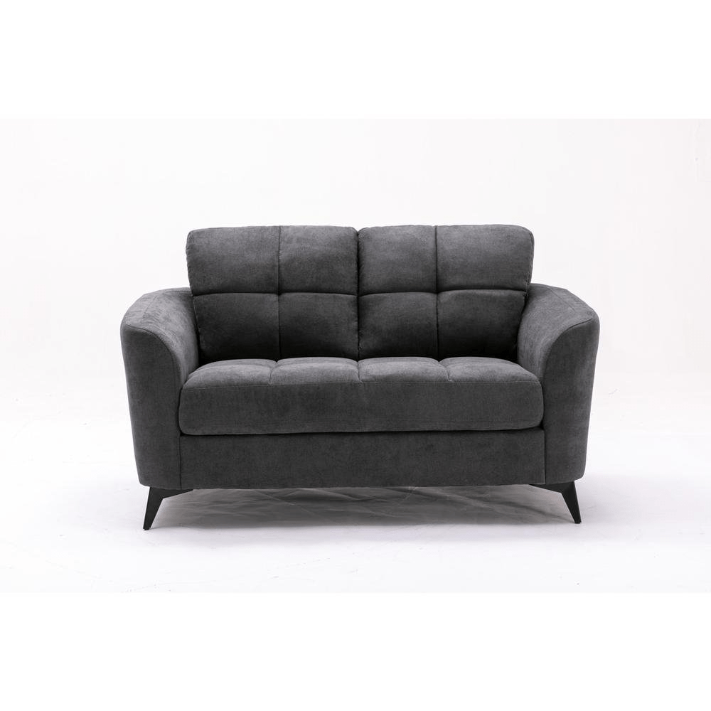 Callie Gray Velvet Fabric Loveseat - Mervyns