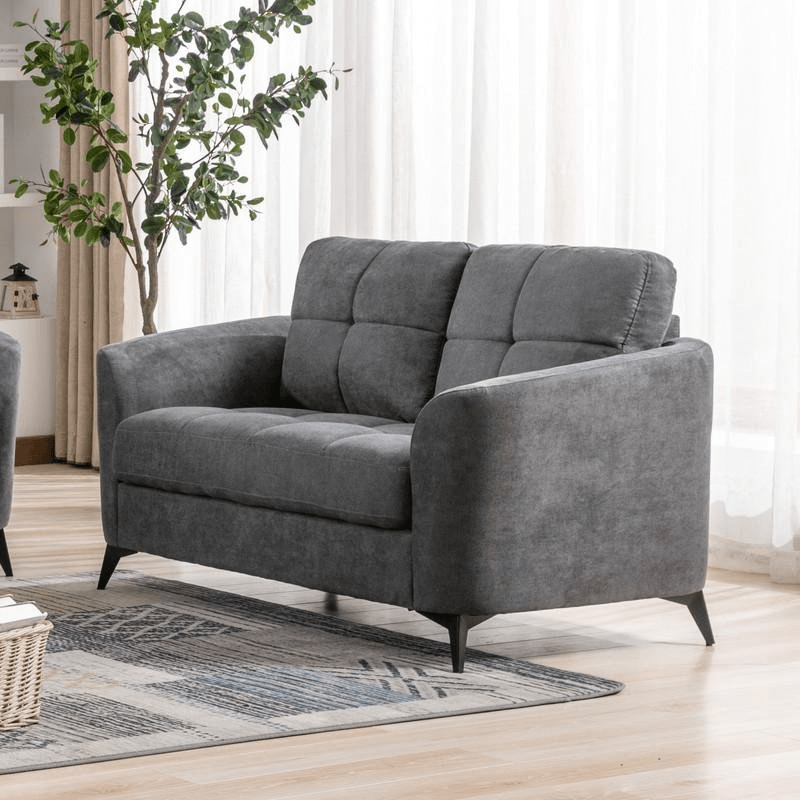 Callie Gray Velvet Fabric Loveseat - Mervyns