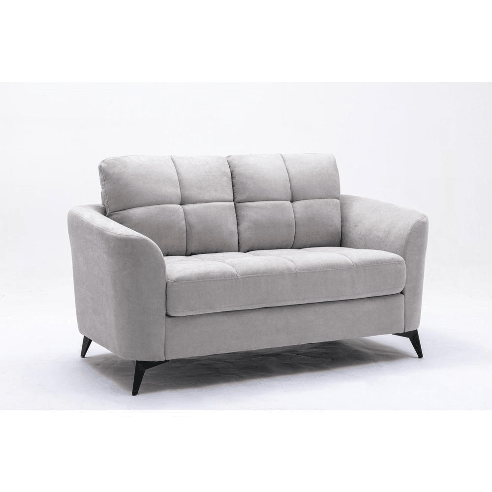 Callie Light Gray Velvet Fabric Sofa Loveseat Chair Living Room Set - Mervyns