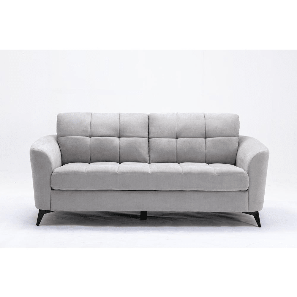 Callie Light Gray Velvet Fabric Sofa Loveseat Chair Living Room Set - Mervyns