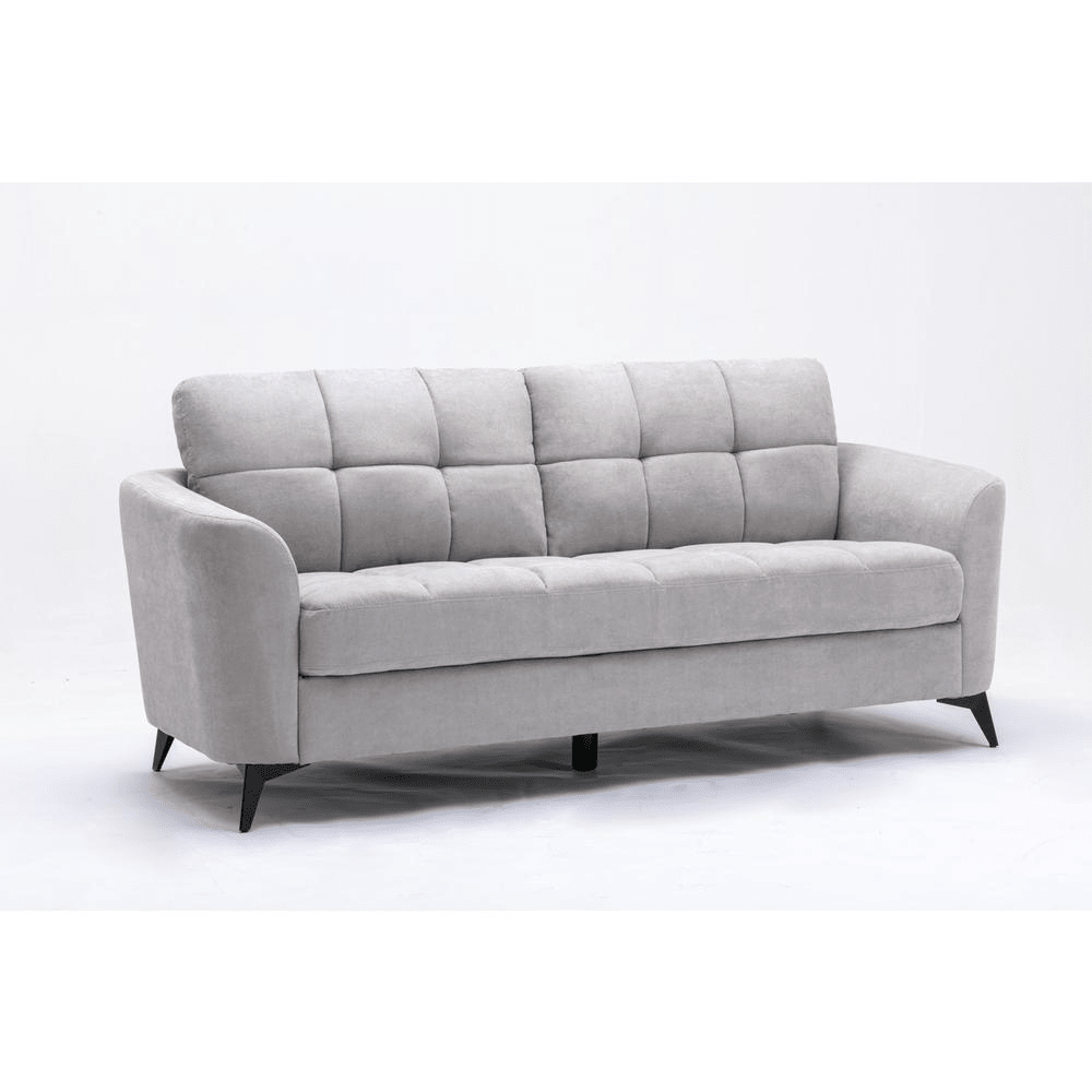 Callie Light Gray Velvet Fabric Sofa Loveseat Chair Living Room Set - Mervyns