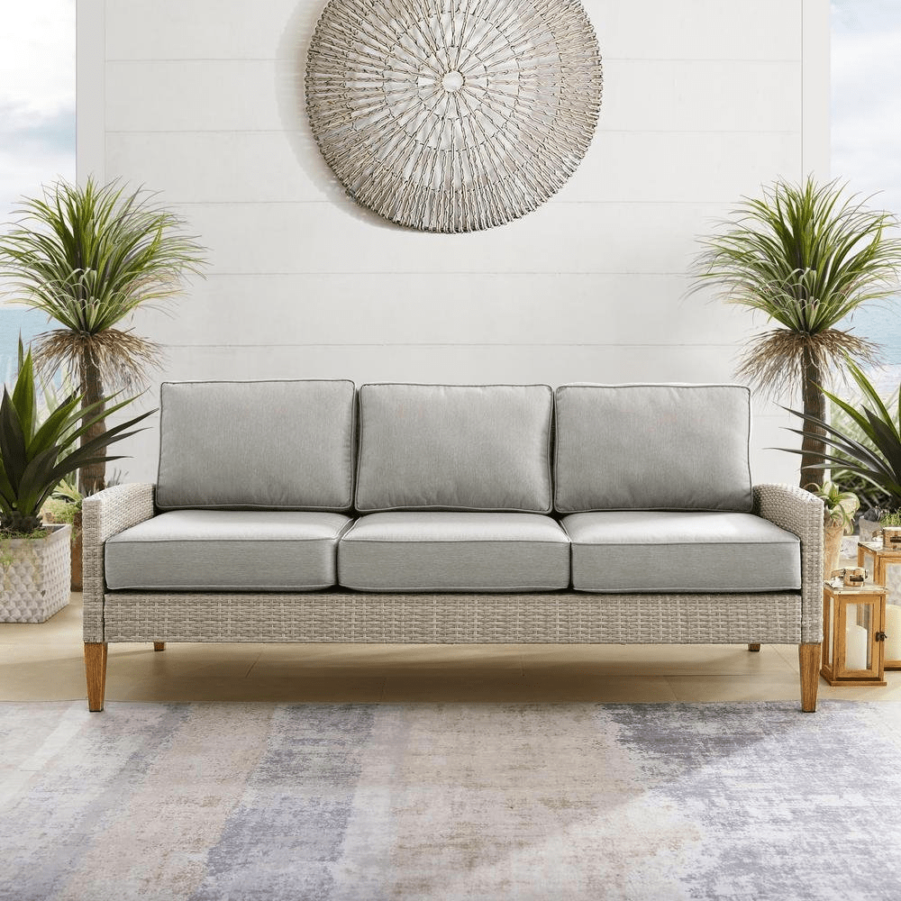 Capella Outdoor Wicker Sofa Gray/Acorn - Mervyns