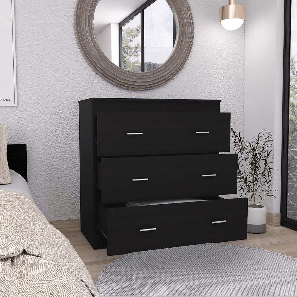 Capri Three Drawer Dresser - Black - Mervyns