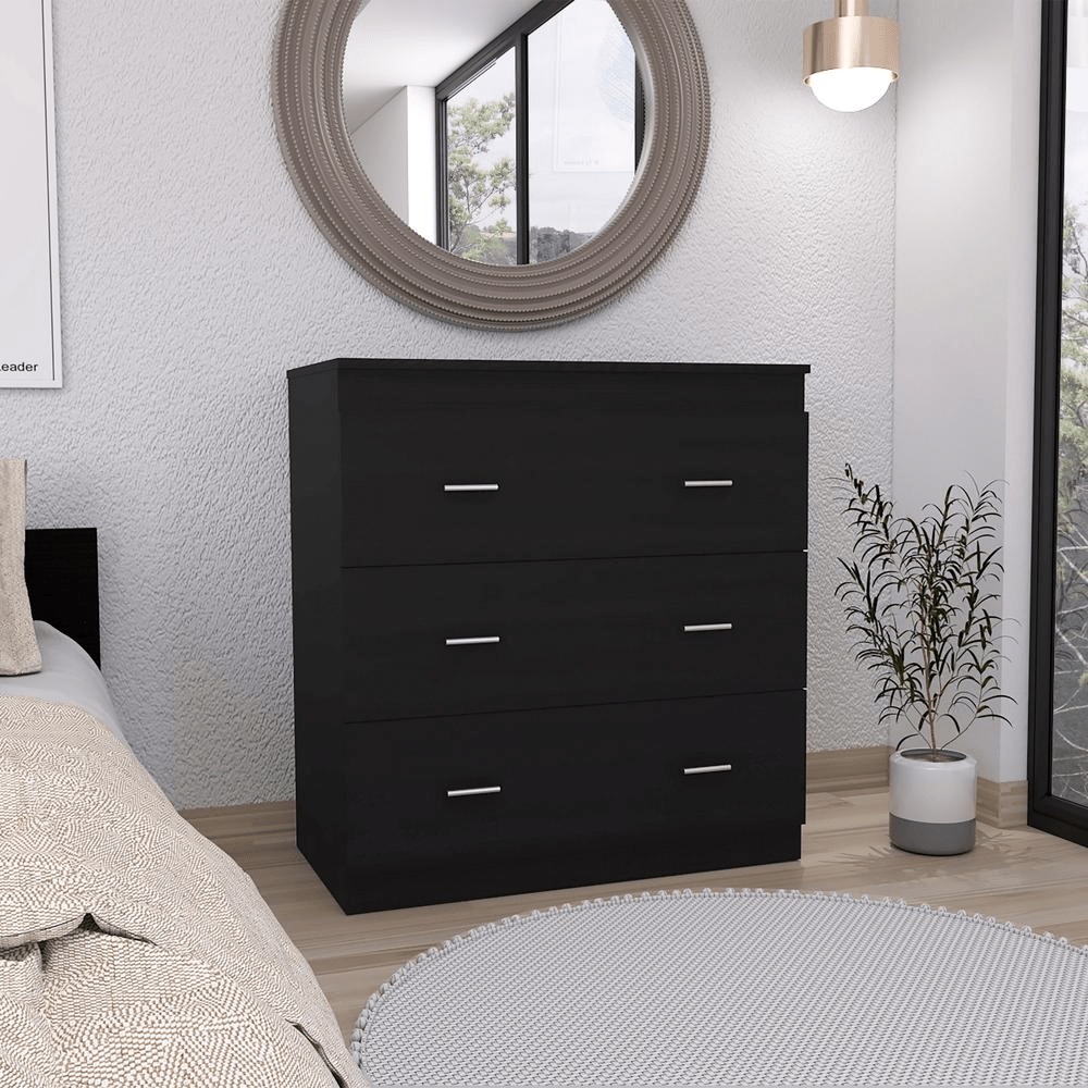 Capri Three Drawer Dresser - Black - Mervyns