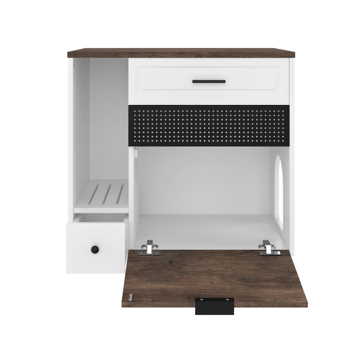 Cat Litter Box Enclosure, Indoor Hidden Cat Litter Box Furniture with 2 Drawers and Door, Cat House End Table for Living room, White and Brown - Mervyns