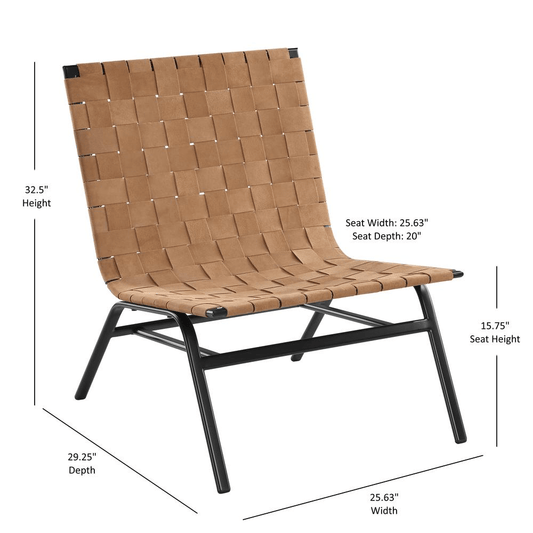 Cavett Woven Brown Leather Accent Chair - Mervyns