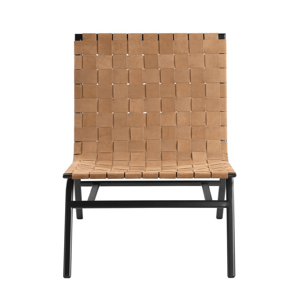 Cavett Woven Brown Leather Accent Chair - Mervyns