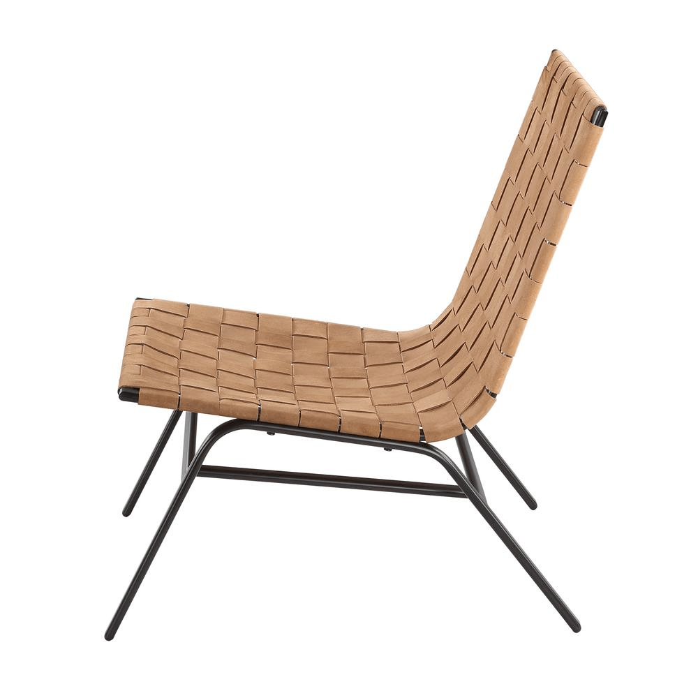 Cavett Woven Brown Leather Accent Chair - Mervyns