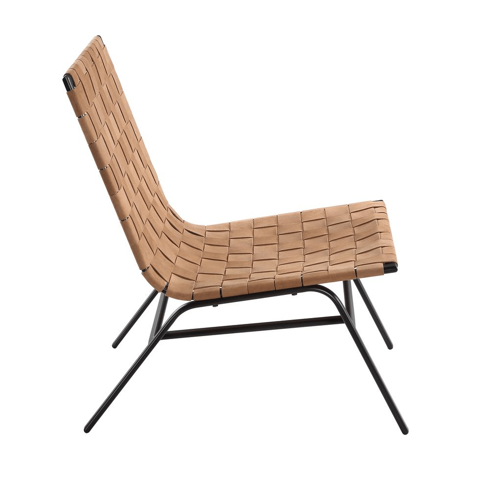 Cavett Woven Brown Leather Accent Chair - Mervyns