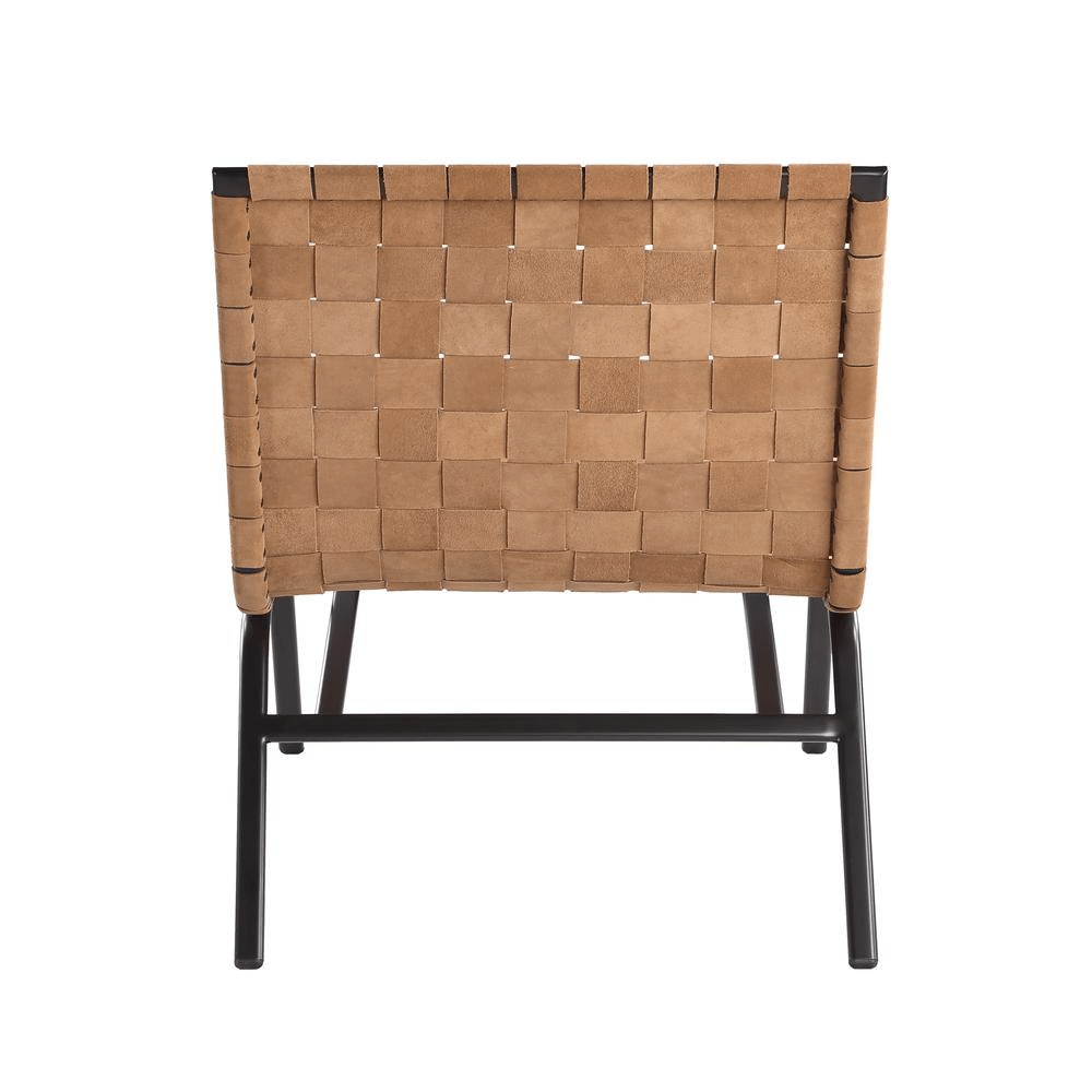 Cavett Woven Brown Leather Accent Chair - Mervyns