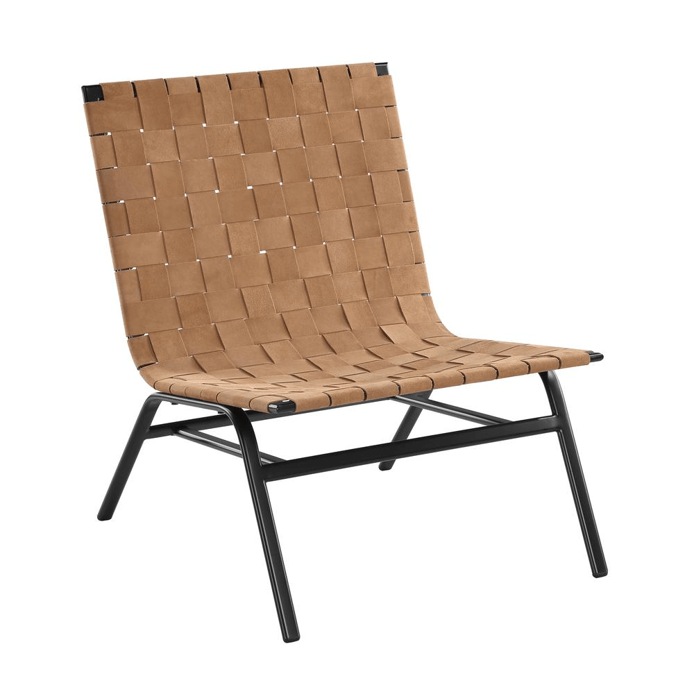 Cavett Woven Brown Leather Accent Chair - Mervyns