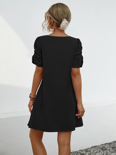 Chain Notched Short Sleeve Dress - Mervyns