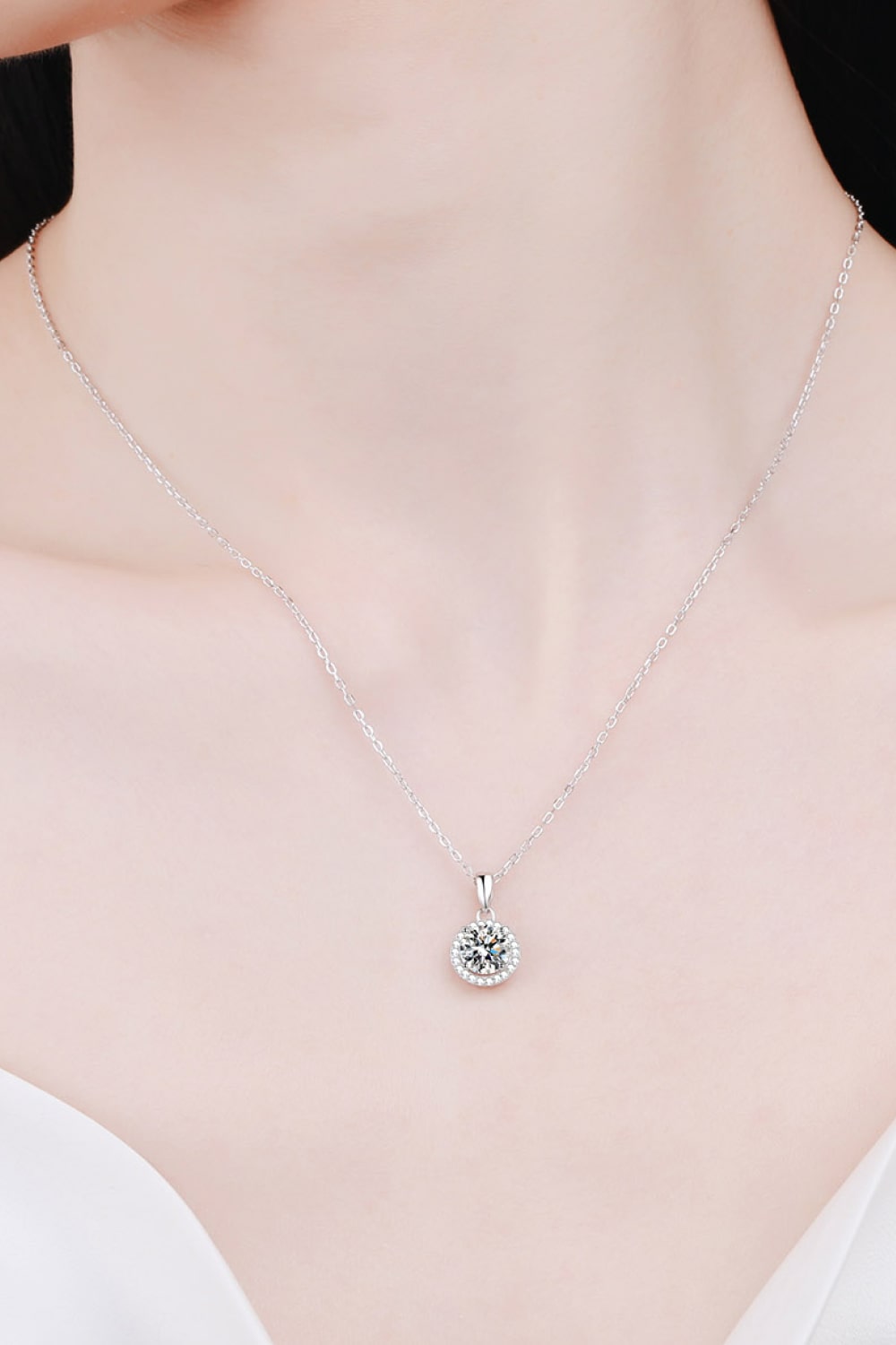 Chance to Charm 1 Carat Moissanite Round Pendant Chain Necklace - Mervyns