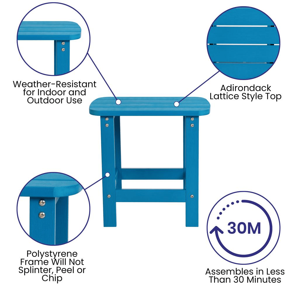 Charlestown All - Weather Poly Resin Wood Adirondack Side Table in Blue - Mervyns