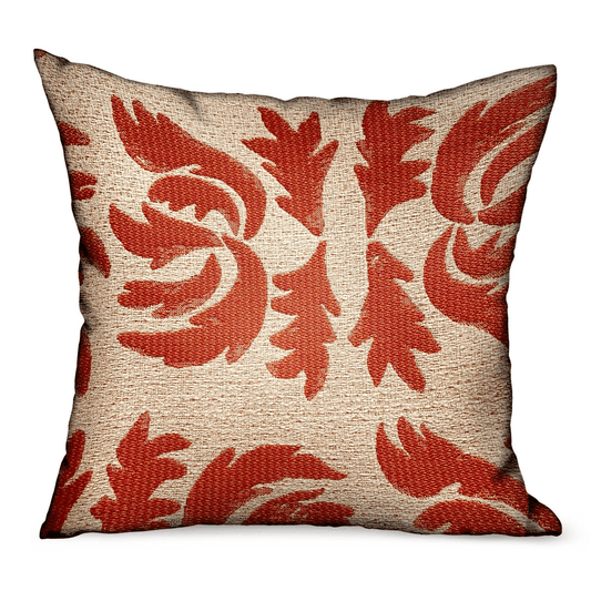 Claret Leaflet Orange Paisley Luxury Outdoor/Indoor Throw Pillow - Mervyns