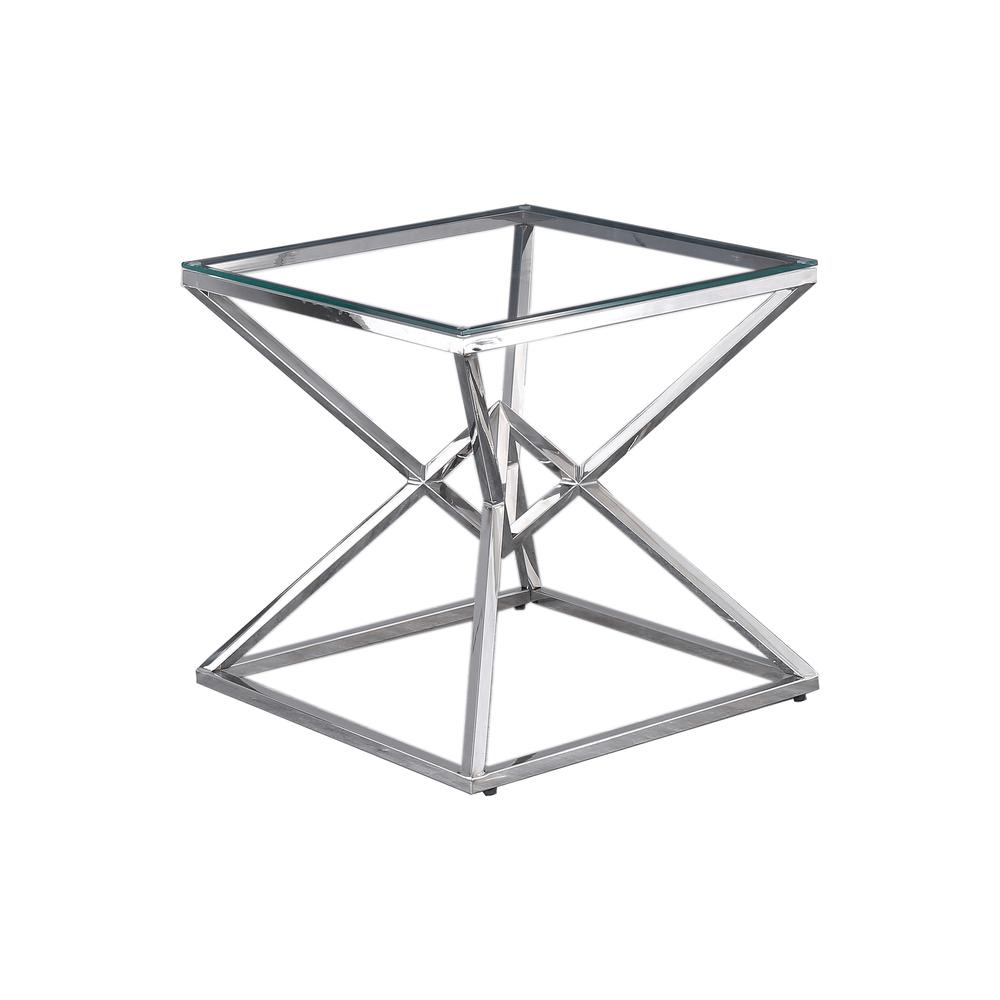 Clear Glass With Stainless Steel Side Table - Mervyns