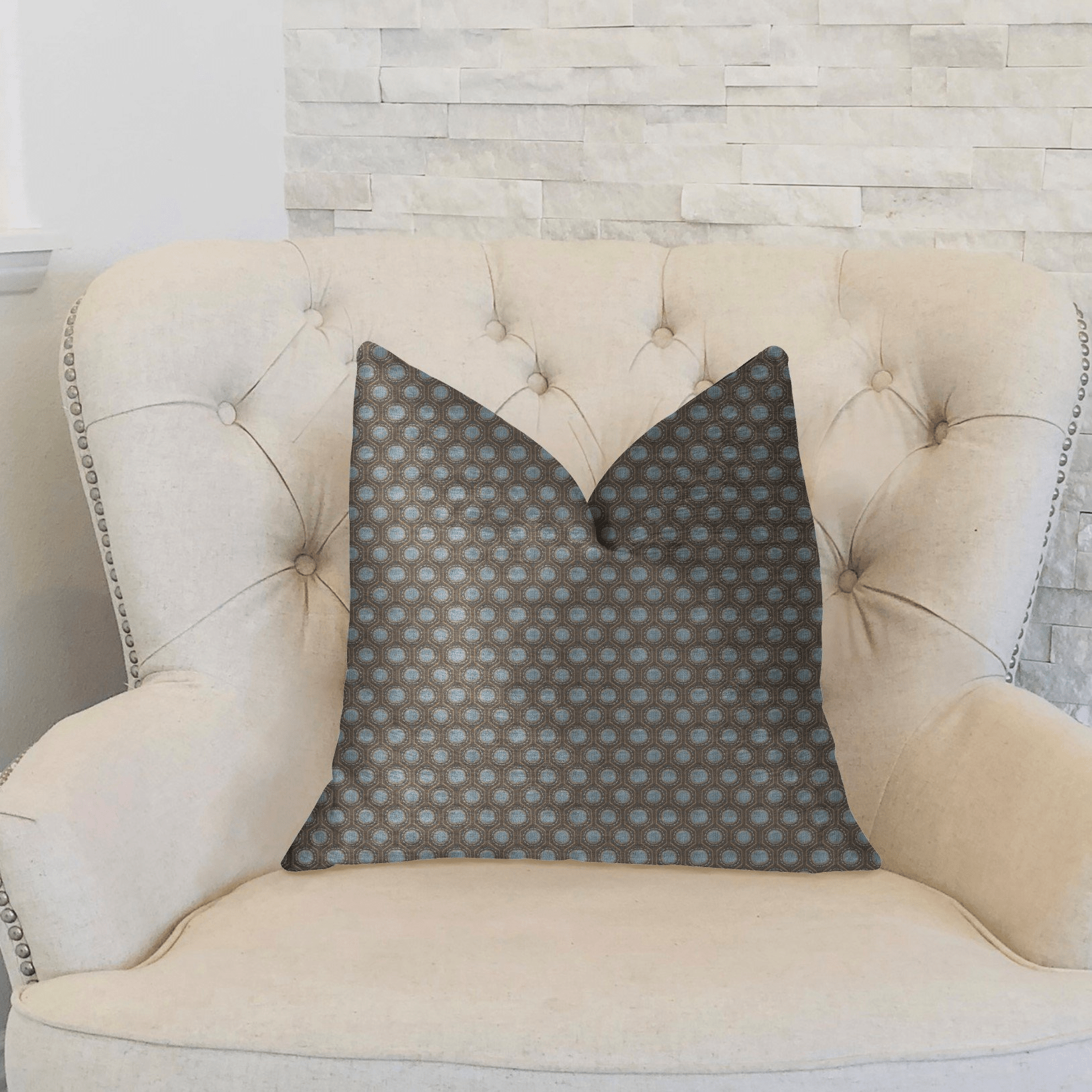 Clubhouse Orbit Brown, Beige and Blue Luxury Throw Pillow - Mervyns