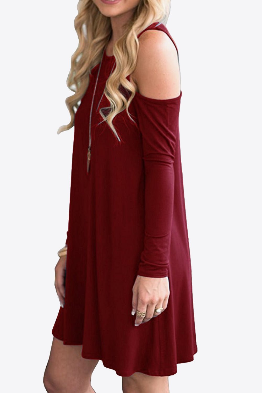 Cold - Shoulder Long Sleeve Round Neck Dress - Mervyns