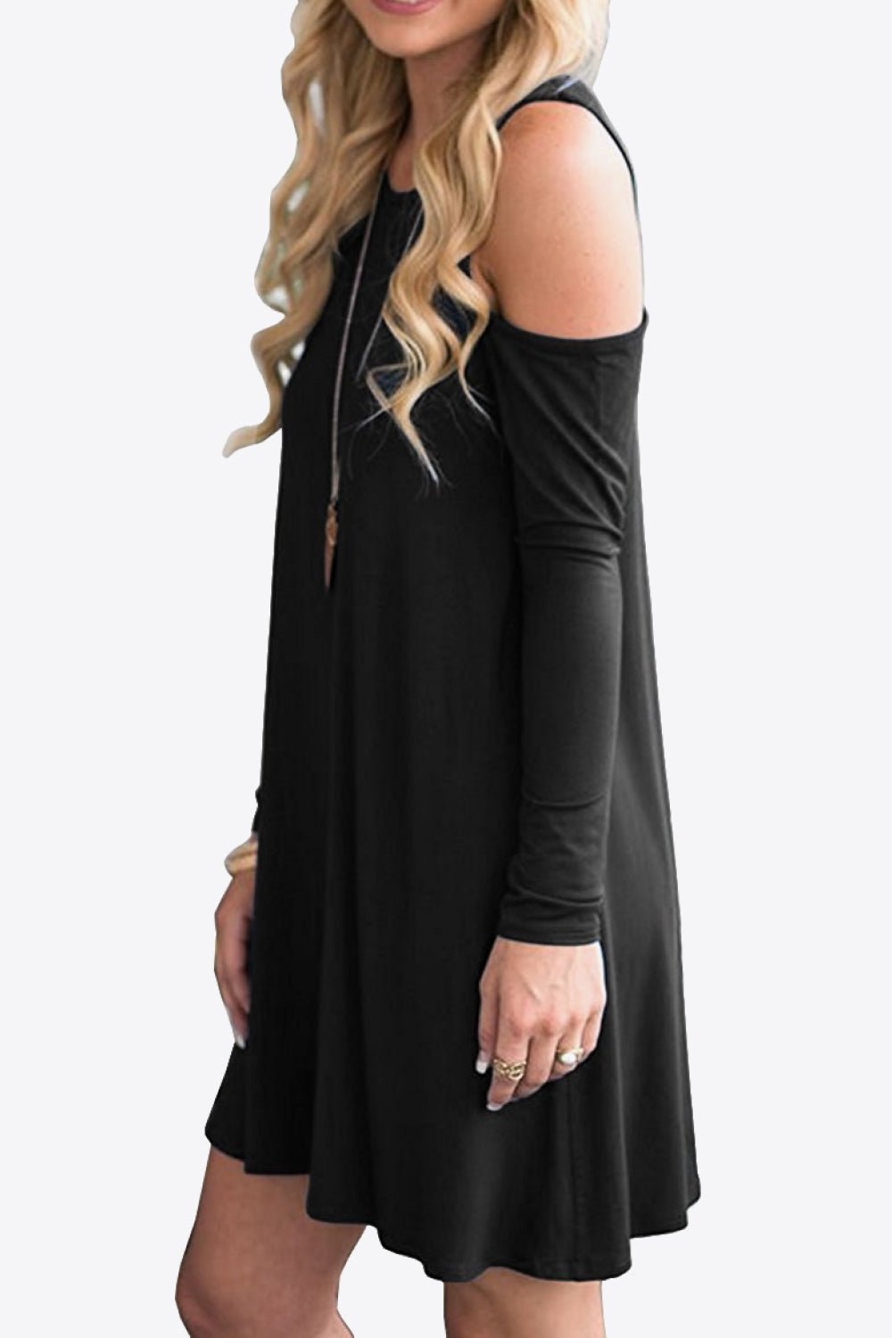 Cold - Shoulder Long Sleeve Round Neck Dress - Mervyns