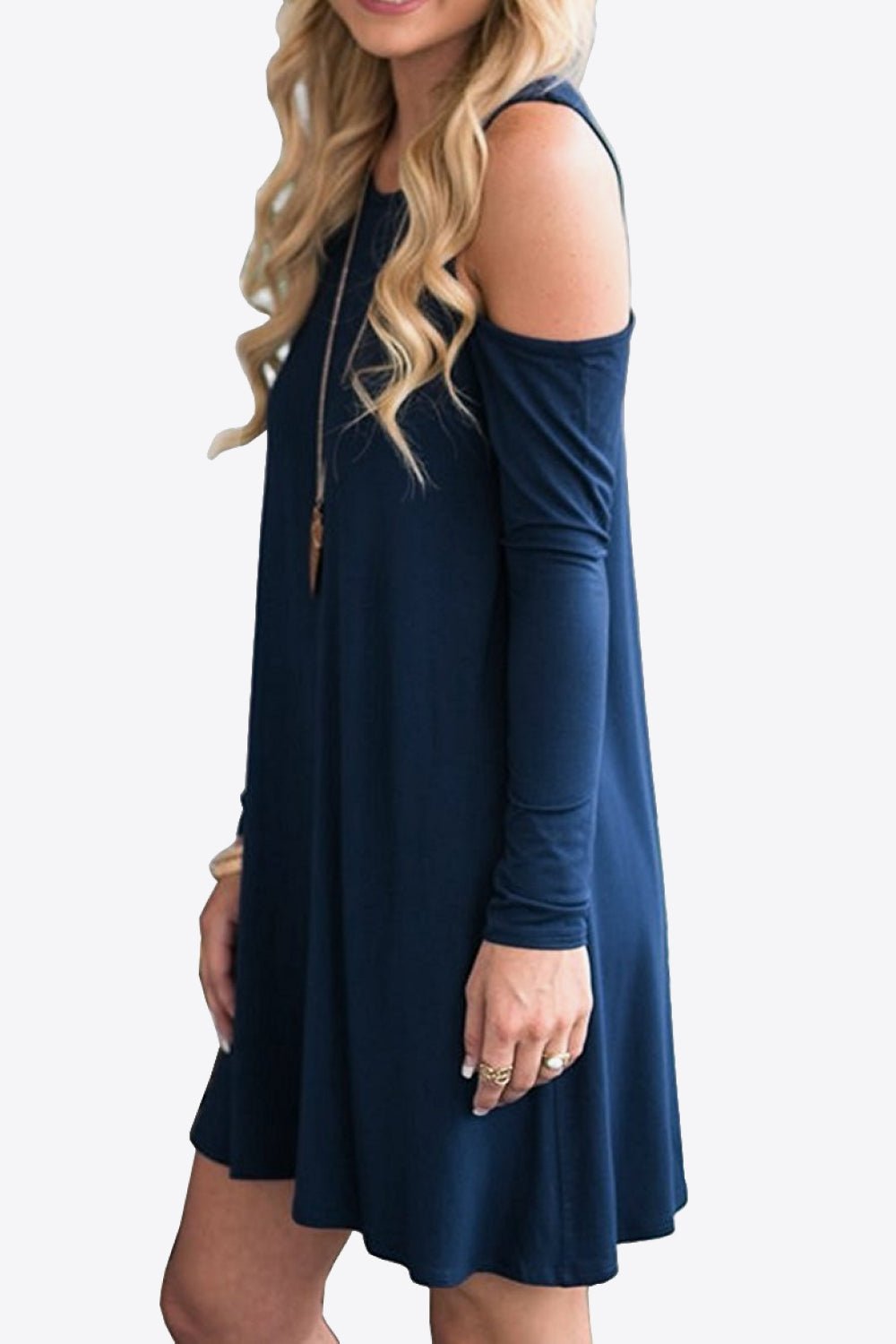 Cold - Shoulder Long Sleeve Round Neck Dress - Mervyns