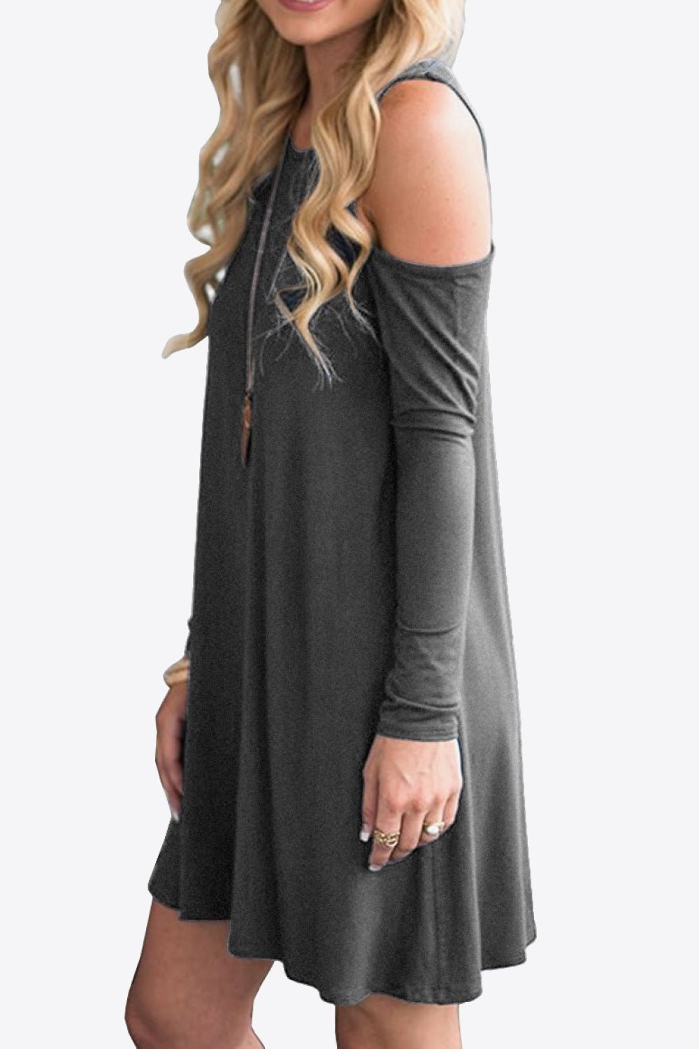 Cold - Shoulder Long Sleeve Round Neck Dress - Mervyns