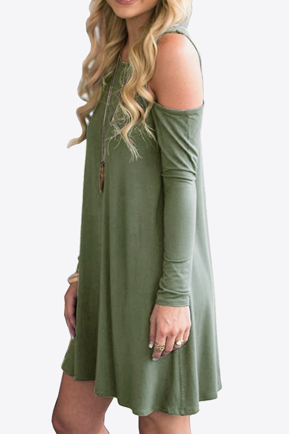 Cold - Shoulder Long Sleeve Round Neck Dress - Mervyns