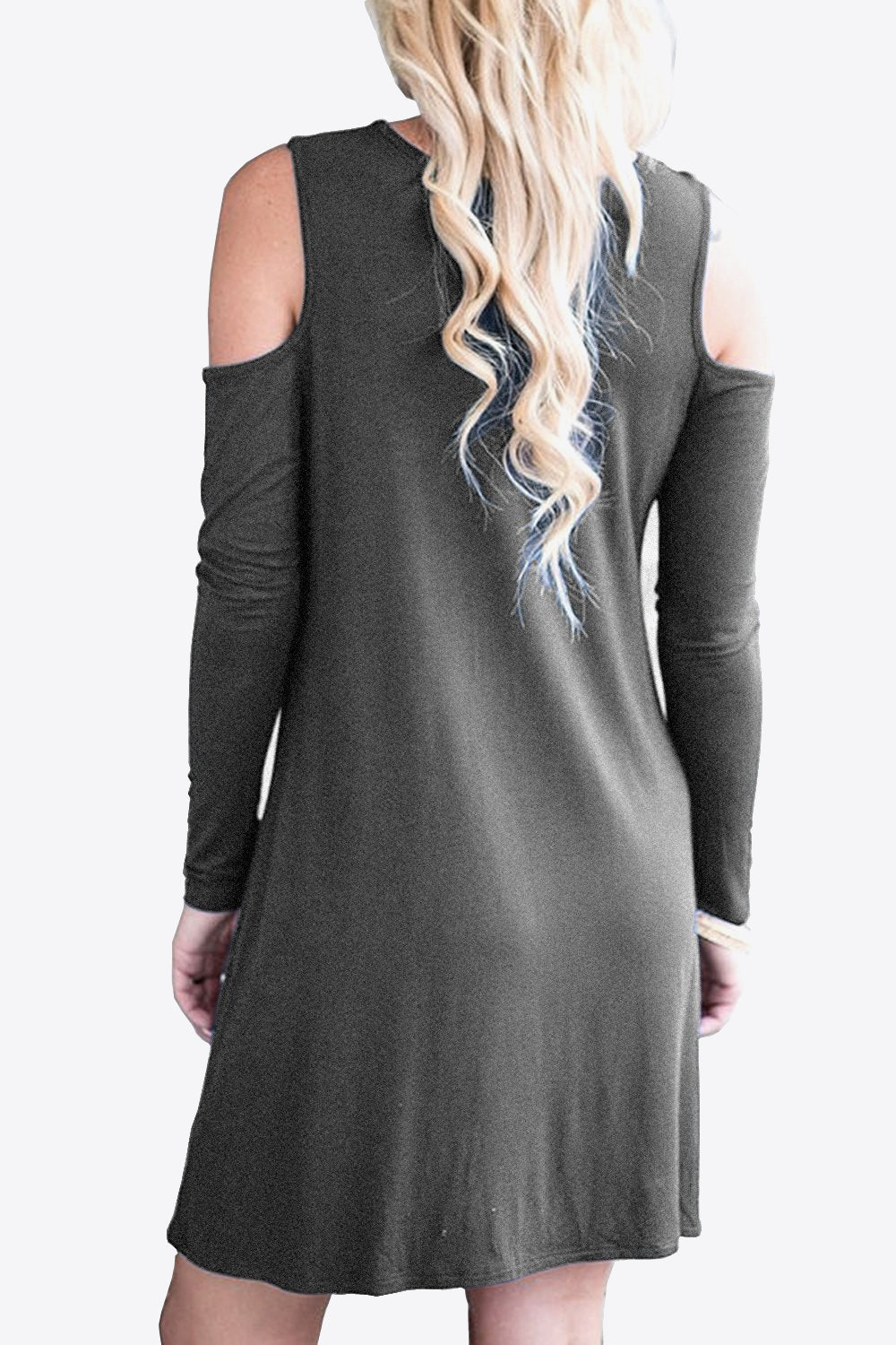 Cold - Shoulder Long Sleeve Round Neck Dress - Mervyns