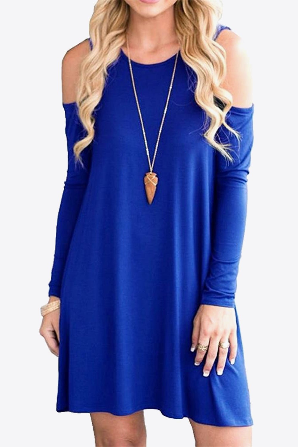 Cold - Shoulder Long Sleeve Round Neck Dress - Mervyns