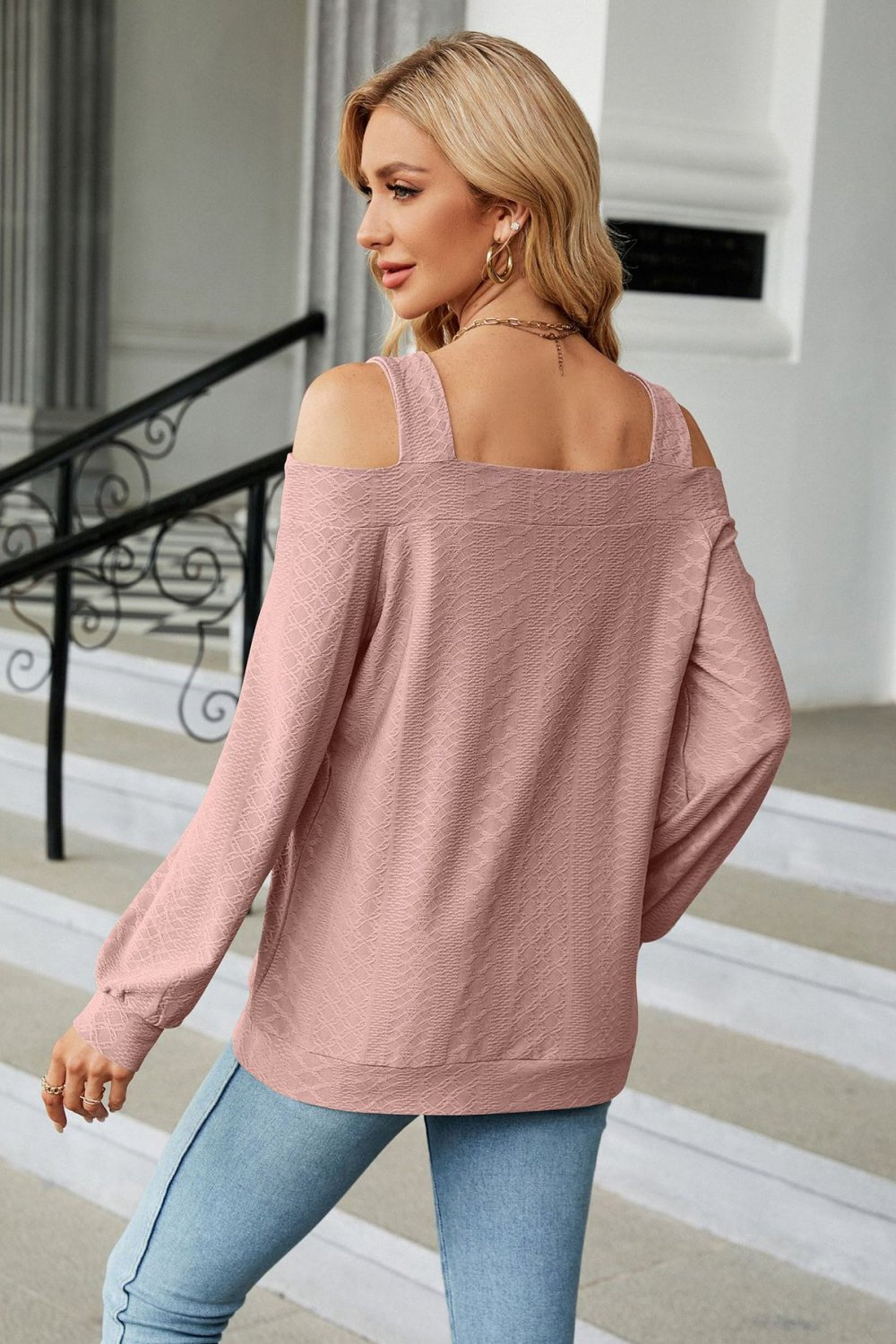 Cold Shoulder Square Neck Cutout Blouse - Mervyns