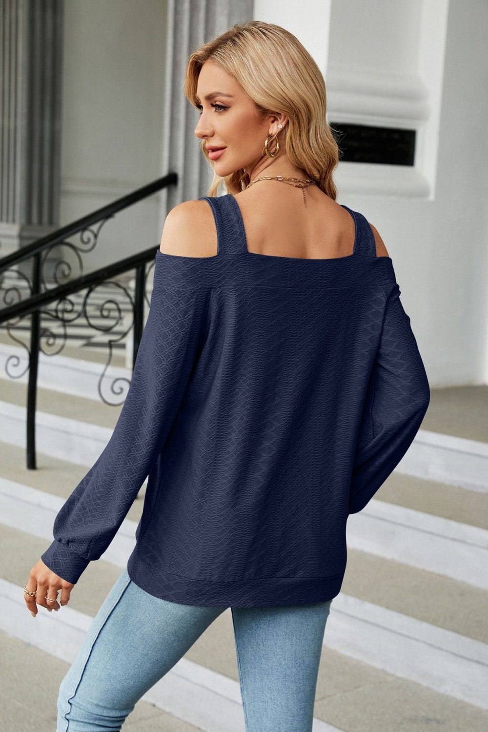 Cold Shoulder Square Neck Cutout Blouse - Mervyns