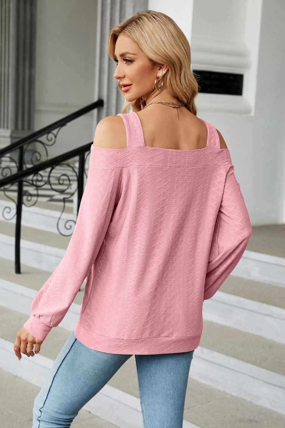 Cold Shoulder Square Neck Cutout Blouse - Mervyns