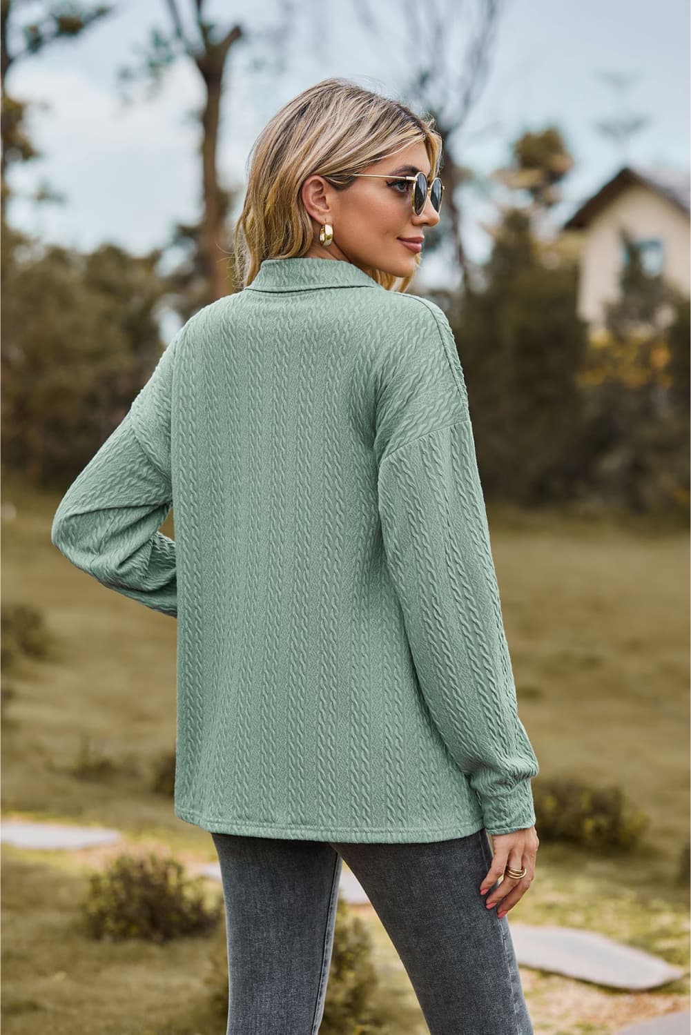 Collared Neck Long Sleeve Blouse - Mervyns