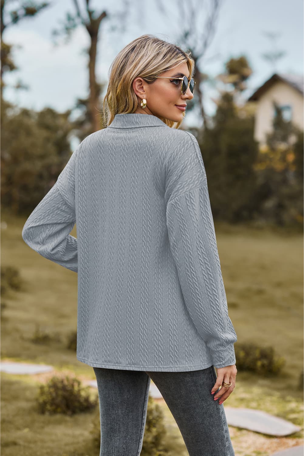 Collared Neck Long Sleeve Blouse - Mervyns