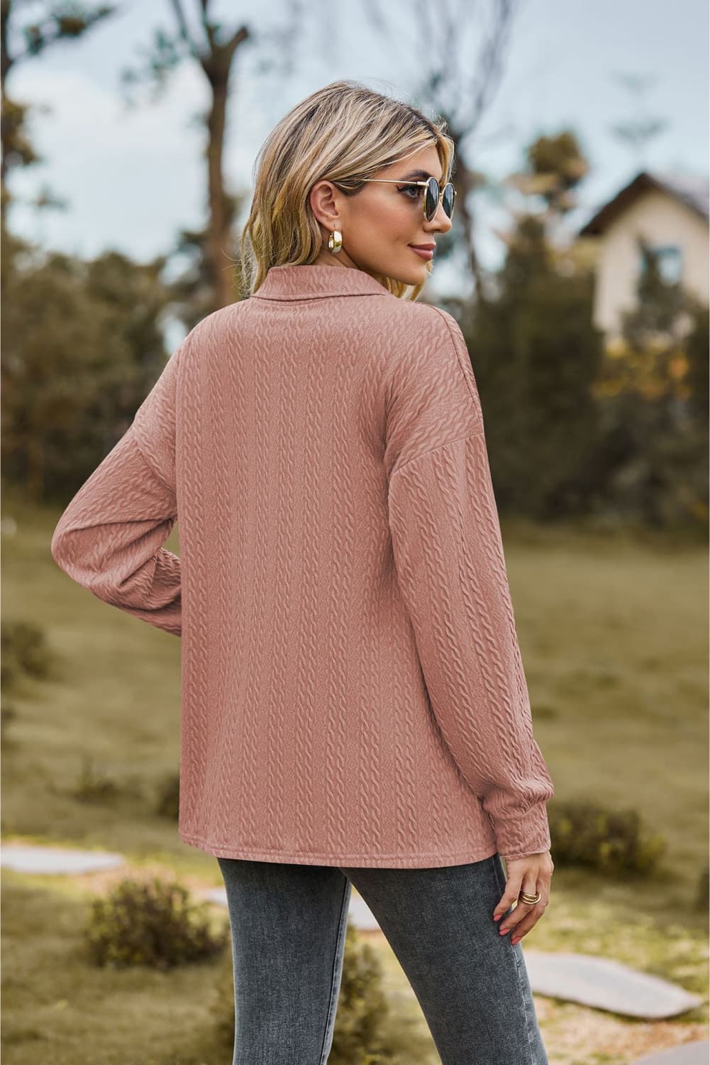 Collared Neck Long Sleeve Blouse - Mervyns