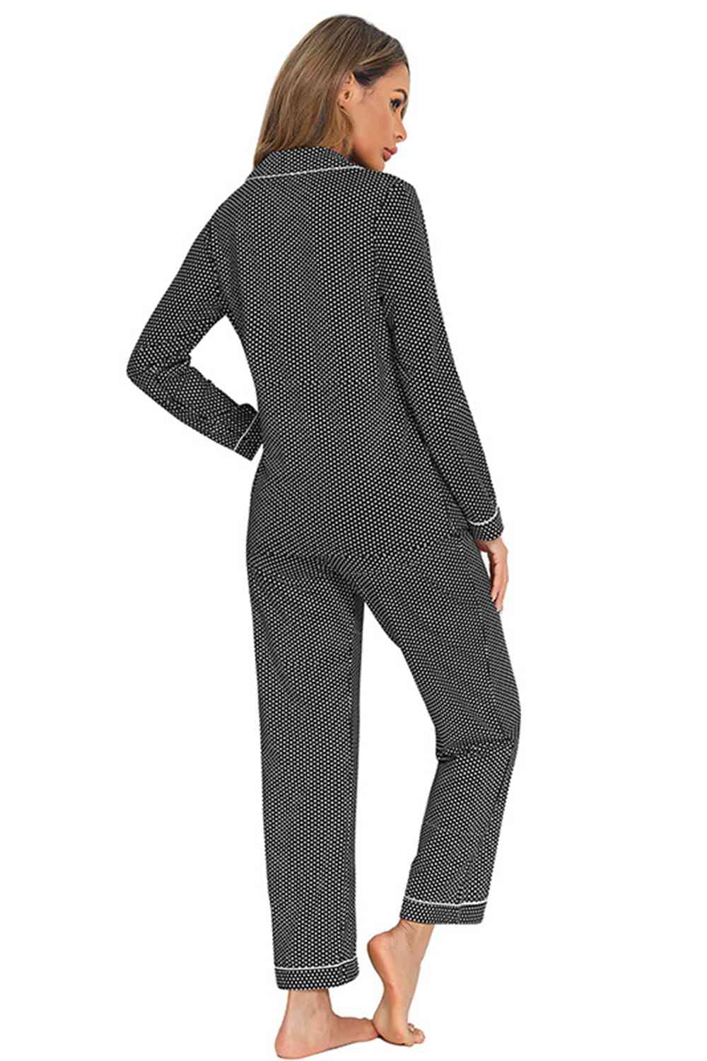 Collared Neck Loungewear Set with Pocket - Mervyns