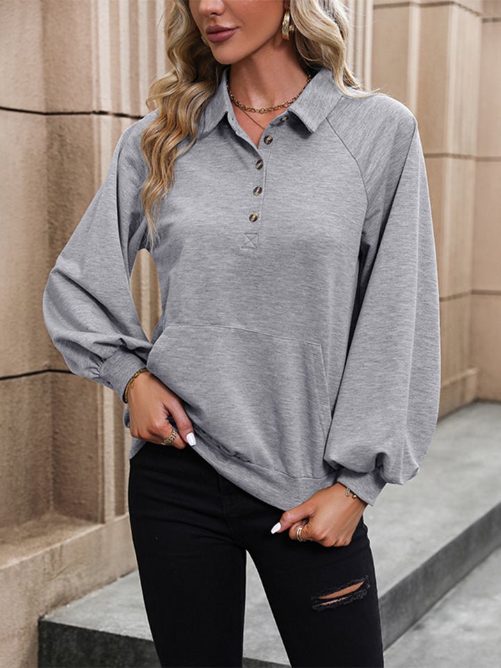 Collared Neck Raglan Sleeve Blouse - Mervyns