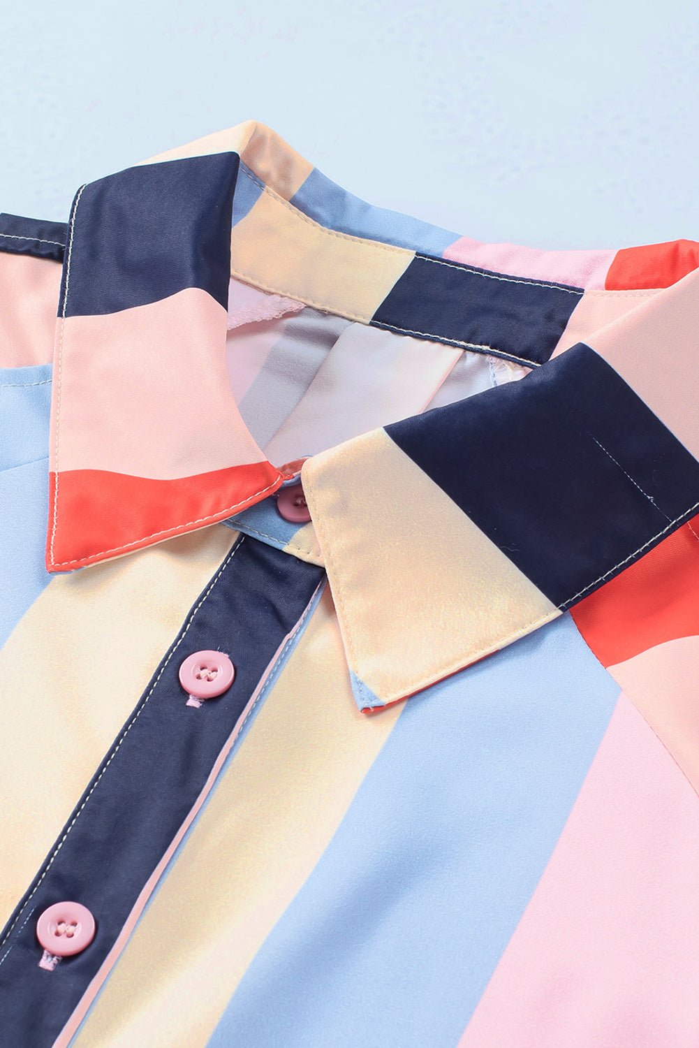 Color Block Button Up Balloon Sleeve Shirt - Mervyns