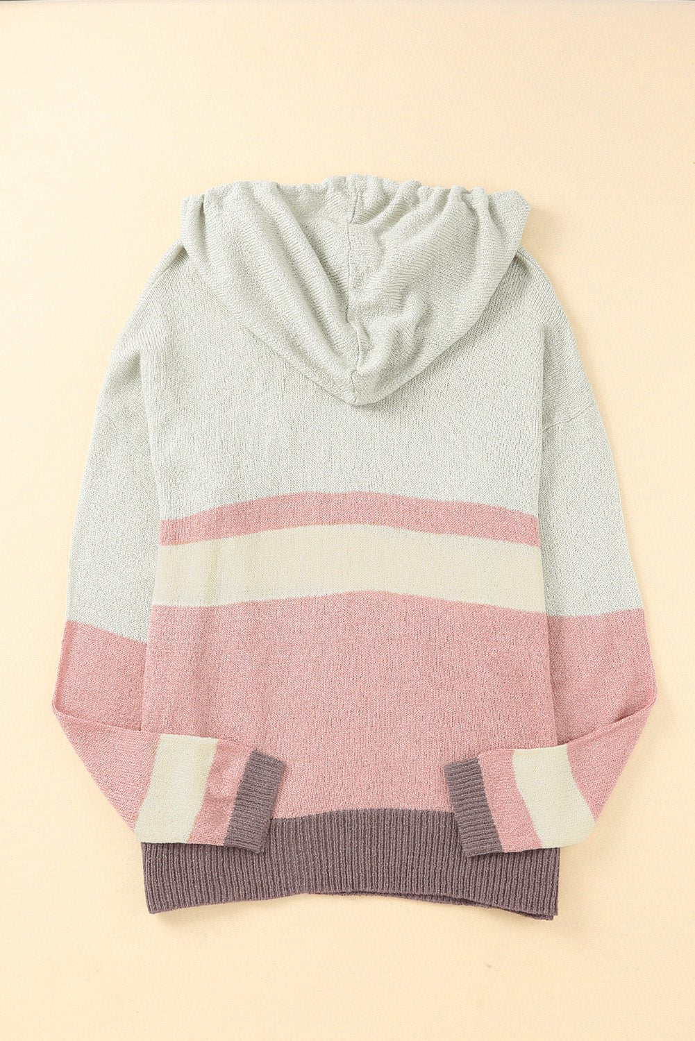 Color Block Long Sleeve Drawstring Hooded Sweater - Mervyns