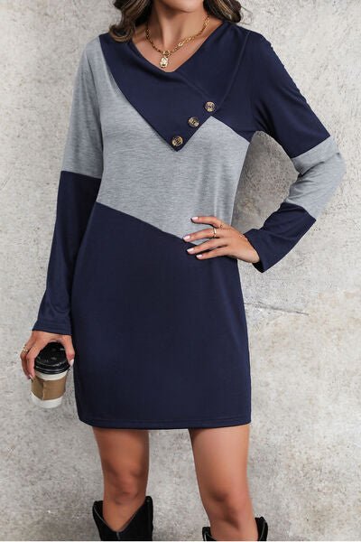 Color Block V - Neck Mini Dress - Mervyns