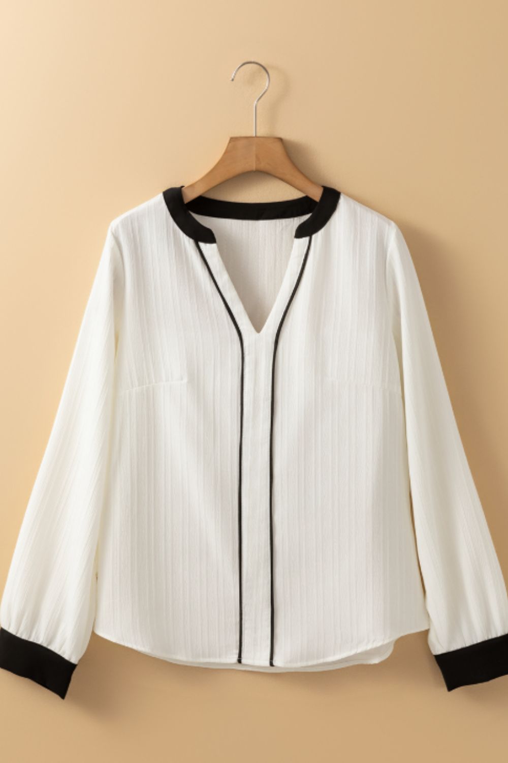 Contrast Notched Long Sleeve Blouse - Mervyns