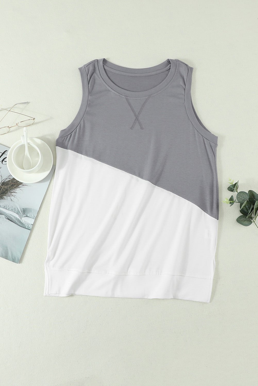 Contrast Round Neck Tank Top - Mervyns