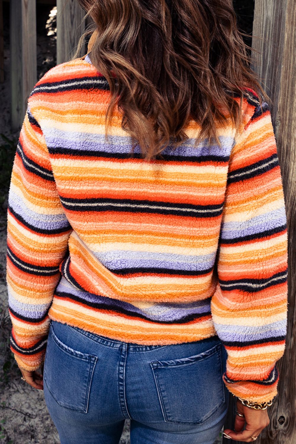 Contrast Striped Half Snap Long Sleeve Sweatshirt - Mervyns